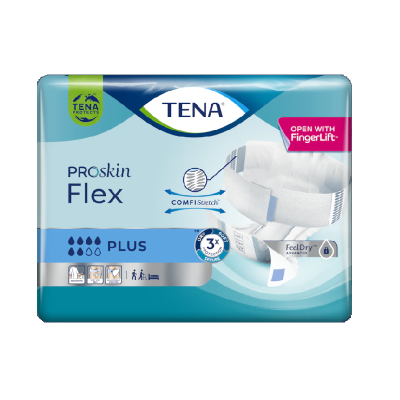 Pacote azul e verde de fraldas TENA ProSkin Flex Plus