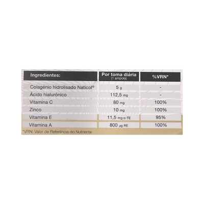 Etiqueta de ingredientes e valores nutricionais de suplemento