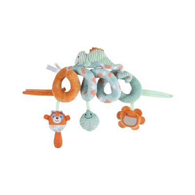 Brinquedo espiral de peluche com personagens infantis penduradas