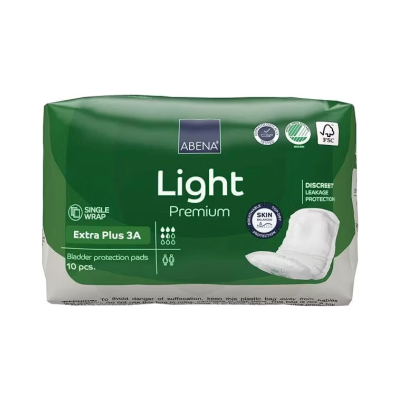 Embalagem de pensos Abena Light Premium Extra Plus 3A verde e branca
