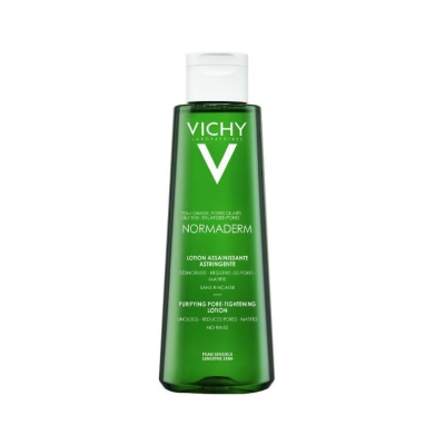 Frasco verde com loção purificante Normaderm da Vichy