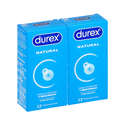 duas caixas azuis de preservativos Durex Natural