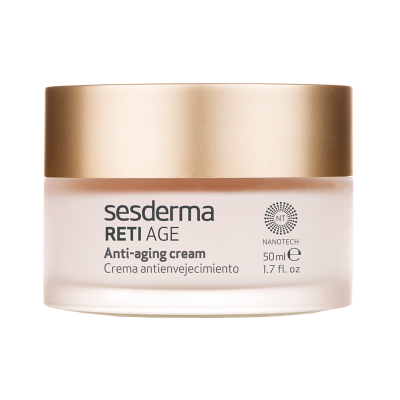 Frasco de creme anti-idade Sesderma Reti Age com tampa dourada