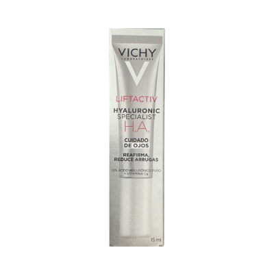 Frasco de creme Vichy Liftactiv Hyaluronic Specialist H.A. para cuidado de olhos