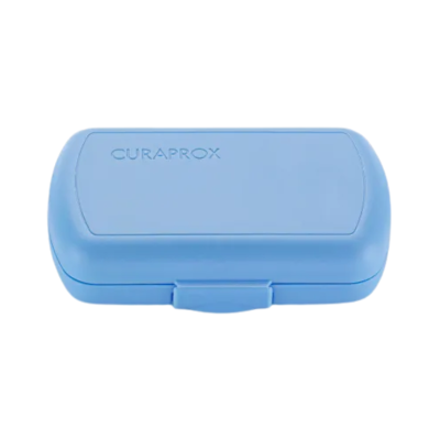 Estojo azul de plástico CURAPROX com fecho