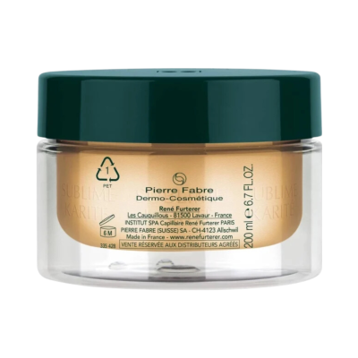 Pote transparente com tampa verde e creme dourado Pierre Fabre