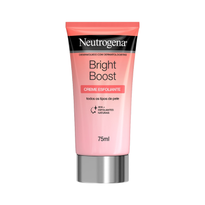 Tubo rosa de creme esfoliante Neutrogena Bright Boost 75 ml
