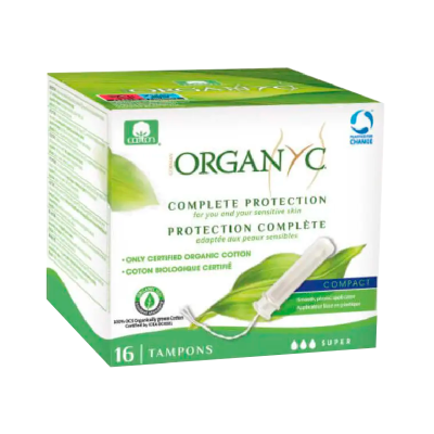 Embalagem de tampões orgânicos compactos com aplicador liso