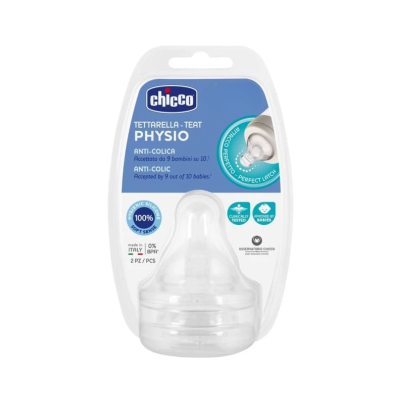 Tetinas de silicone transparentes para bebé Chicco Physio em embalagem plástica