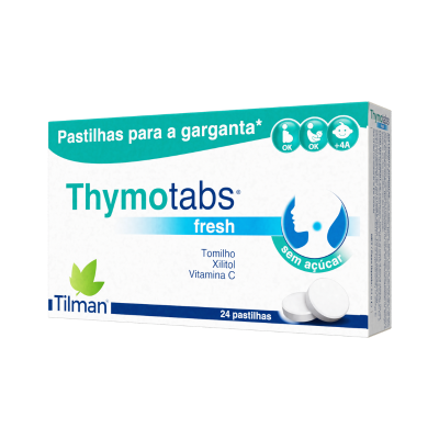 Embalagem de pastilhas Thymotabs fresh para a garganta