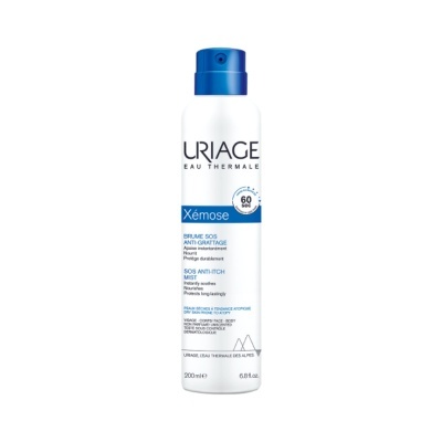 Spray Uriage Xémose Brume SOS Anti-Ich de 200 ml com texto em francês e inglês