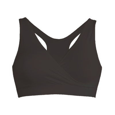 Top desportivo preto com frente cruzada e costas nadador