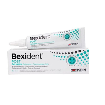 Tubo e caixa do gel tópico Bexident POST da ISDIN
