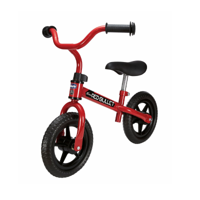 Bicicleta equilíbrio vermelha para crianças com selim e rodas pretas