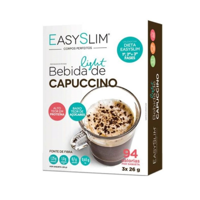 Embalagem de bebida light de cappuccino EasySlim com informações nutricionais