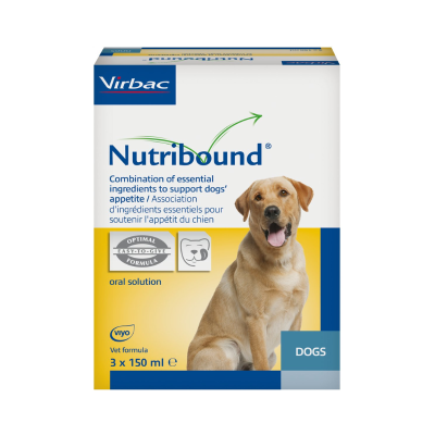 Embalagem de solução oral Nutribound para cães da Virbac