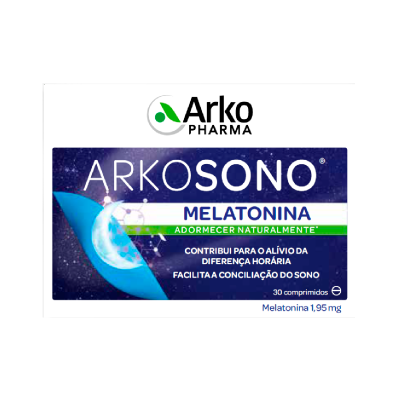 Caixa ARKOSONO Melatonina Arko Pharma com informações de uso para sono