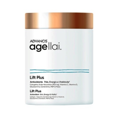 Recipiente branco com tampa dourada do produto ADVANCIS agellai Lift Plus