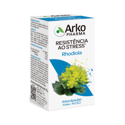 Caixa de cápsulas Arkopharma Rhodiola resistência ao stress