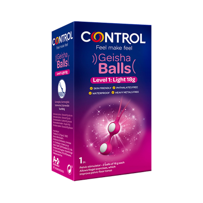 Embalagem azul e rosa de bolas geisha CONTROL Level 1 Light 18g