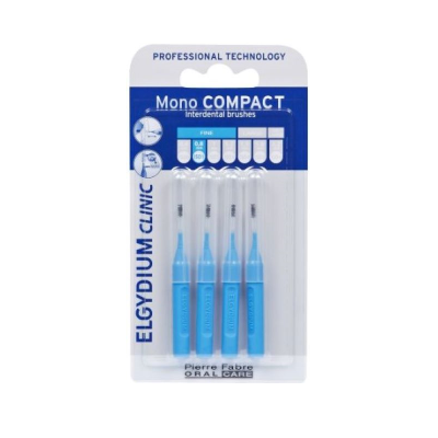 Escovas interdentais Mono Compact Elgydium Clinic em embalagem azul e branca