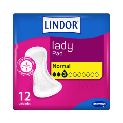 Pacote de pensos higiénicos LINDOR lady Pad Normal, 12 unidades.