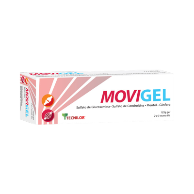 Caixa de gel MOVIGEL com design branco, vermelho, azul e rosa, indicação de uso e ingredientes