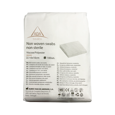 Pacote branco de compressas não estéreis 10x10 cm com 100 unidades