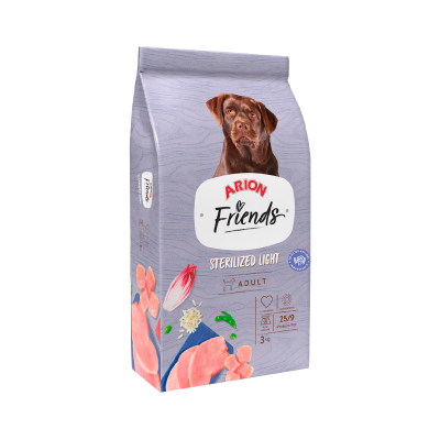 Saco de ração para cão ARION Friends Sterilized Light Adult 3 kg