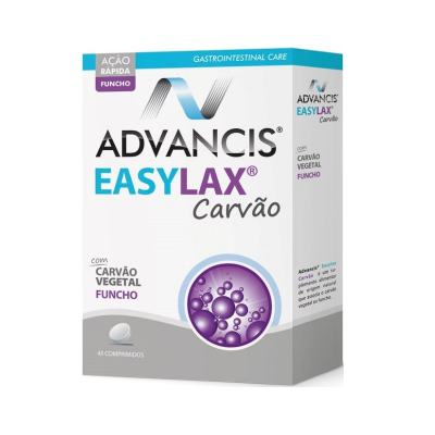 Embalagem ADVANCIS EASYLAX Carvão com carvão vegetal e funcho em fundo branco