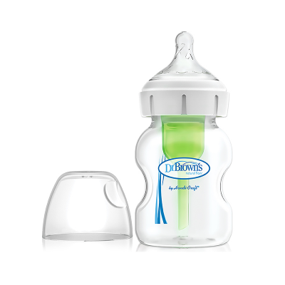 Biberão transparente Dr Brown's com tampa transparente e tetina de silicone