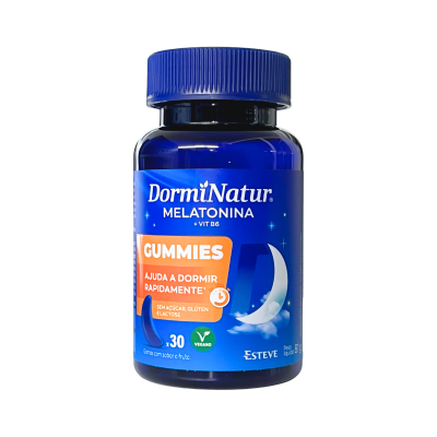 Frasco energético azul com suplemento de melatonina