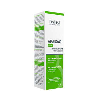 Embalagem de creme purificante Bailleul APAISAC pure anti-imperfeições 40 ml