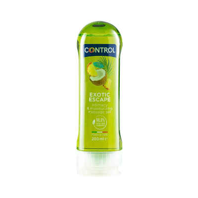 Gel de massagem Control Exotic Escape verde, 200 ml, embalagem de plástico com tampa branca