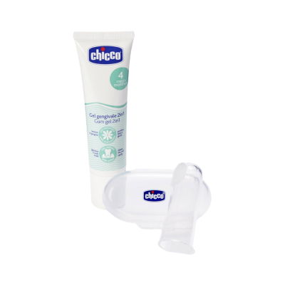 Conjunto Chicco gel gengival 2in1 e escova de silicone para bebés