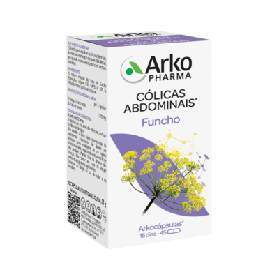 Embalagem de cápsulas Arko Pharma para cólicas abdominais com funcho