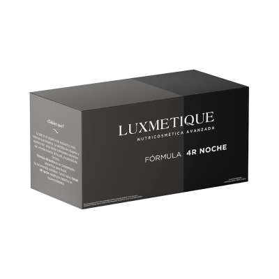 Caixa preta do produto Luxmetique Fórmula 4R Noche com texto branco
