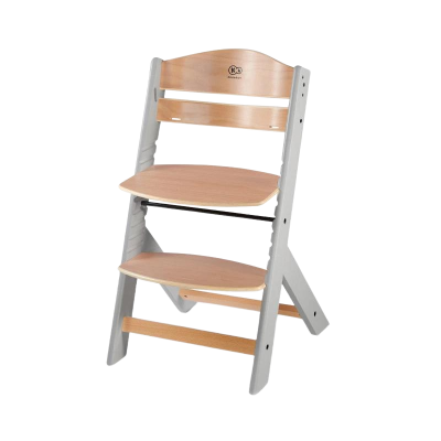 Cadeira ajustável em madeira cinzenta e clara com texto K K adjustable