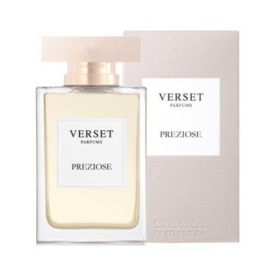 Frasco de perfume Verset Preziose com caixa cor bege