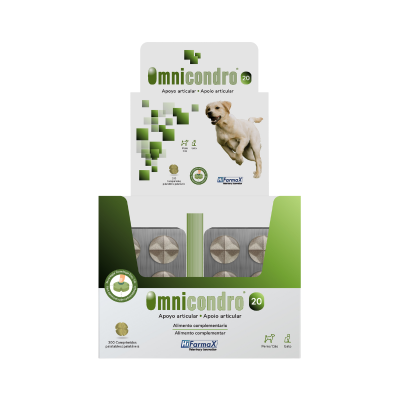 Embalagem de comprimidos Omnicondro 20 para cães e gatos com apoio articular