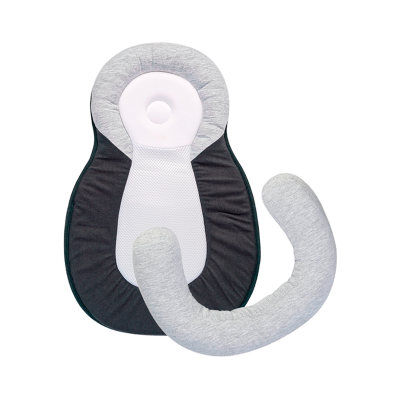 Suporte ergonómico de bebé com almofada em U em cinzento e preto