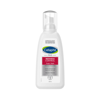 Frasco branco de espuma de limpeza Cetaphil Pro Redness Control