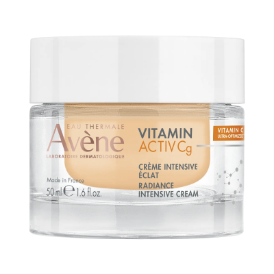 Pote de creme facial Avène Vitamin Activ Cg Radiance Intensive Cream com tampa branca