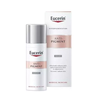 Frasco e embalagem do creme Eucerin Anti-Pigment Night para hiperpigmentação