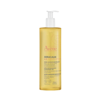 Frasco de óleo de limpeza relipidante amarelo Avène Xeracalm A.D 750 ml