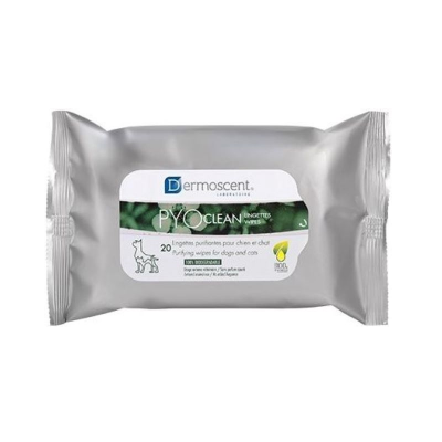 Embalagem prateada de lenços húmidos para cães e gatos Dermoscent