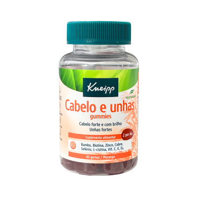 frasco de suplementos alimentares gomas cabelo unhas Kneipp