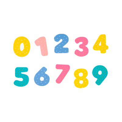 Números coloridos de 0 a 9 com textura pontilhada