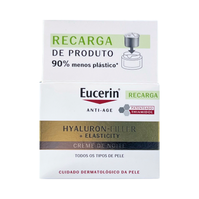 Caixa branca de recarga do creme Eucerin Hyaluron-Filler + Elasticity anti-idade