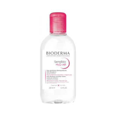 Frasco de água micelar Bioderma Sensibio H2O AR com tampa rosa